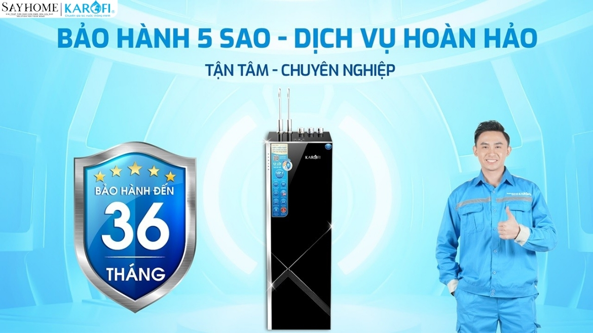 MÁY LỌC NƯỚC NÓNG LẠNH 12 LÕI LỌC KAROFI KAD-X59-sayhome