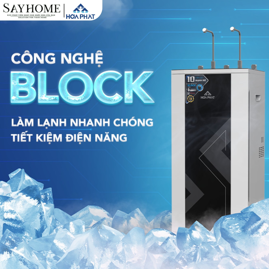 MÁY LỌC NƯỚC NÓNG NGUỘI LẠNH TỦ ĐỨNG VỚI 10 LÕI LỌC RO HÒA PHÁT HPN638 sayhome