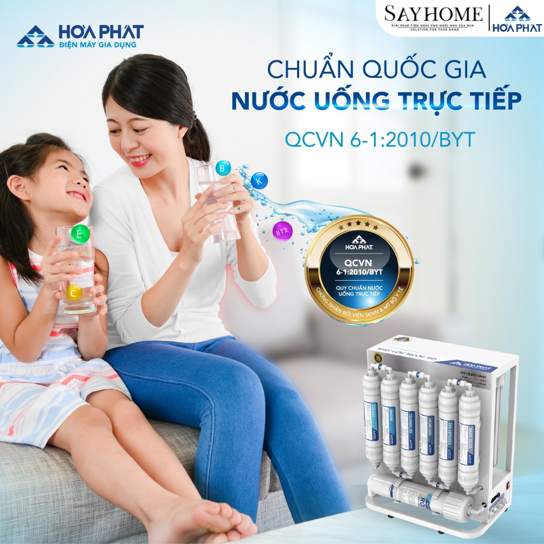 MÁY LỌC NƯỚC RO ĐỂ GẦM HÒA PHÁT VỚI 10 LÕI LỌC HPU456 SAYHOME