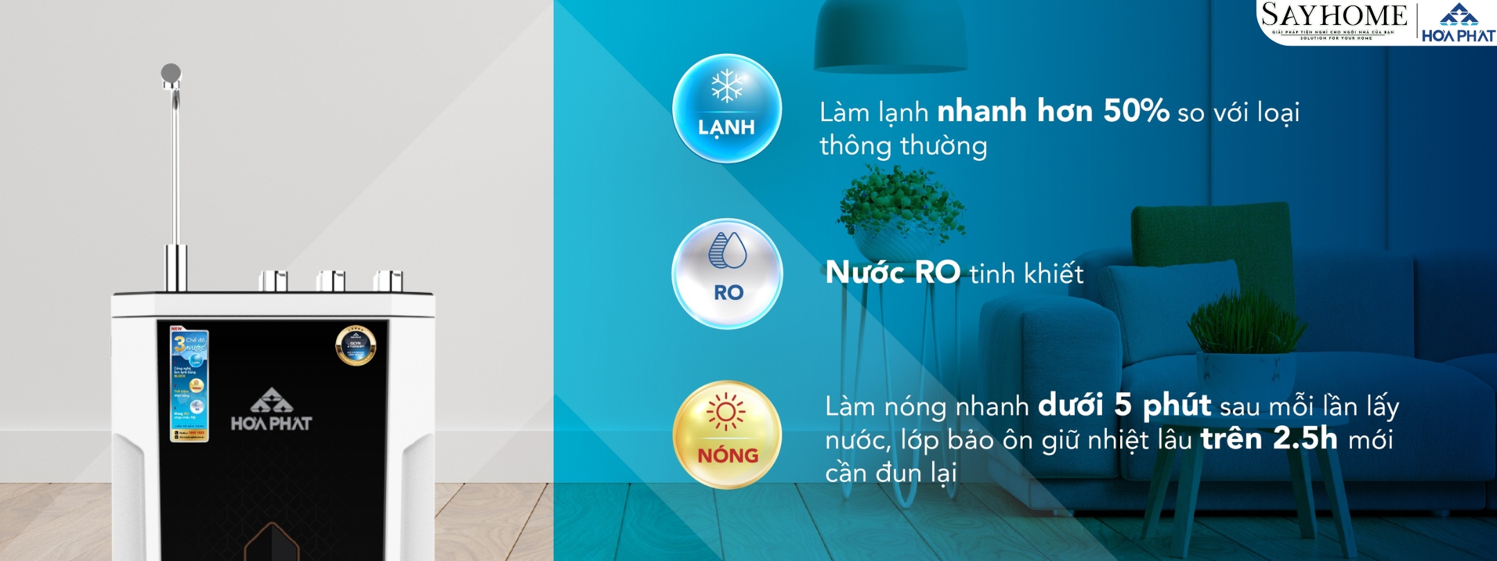 MÁY LỌC NƯỚC TỦ ĐỨNG VỚI 10 LÕI LỌC RO HÒA PHÁT HWBS1A1021 sayhome