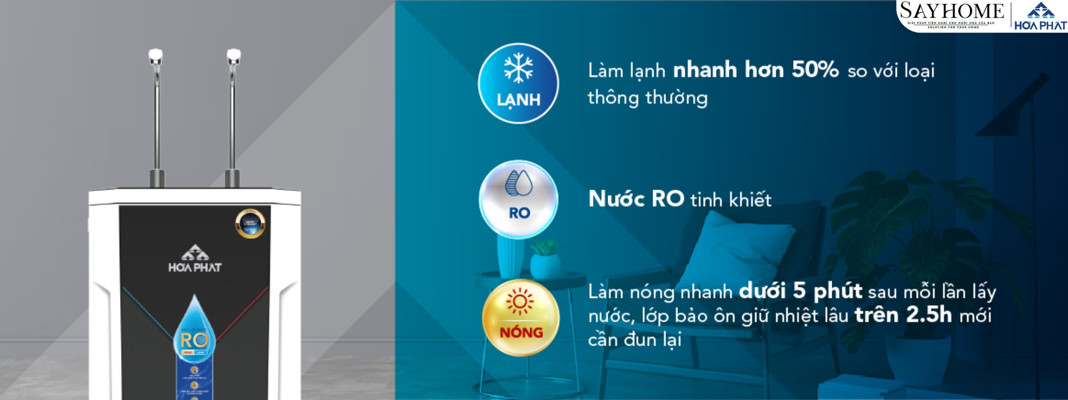 MÁY LỌC NƯỚC TỦ ĐỨNG VỚI 10 LÕI LỌC RO HÒA PHÁT HWBS1B1021T sayhome