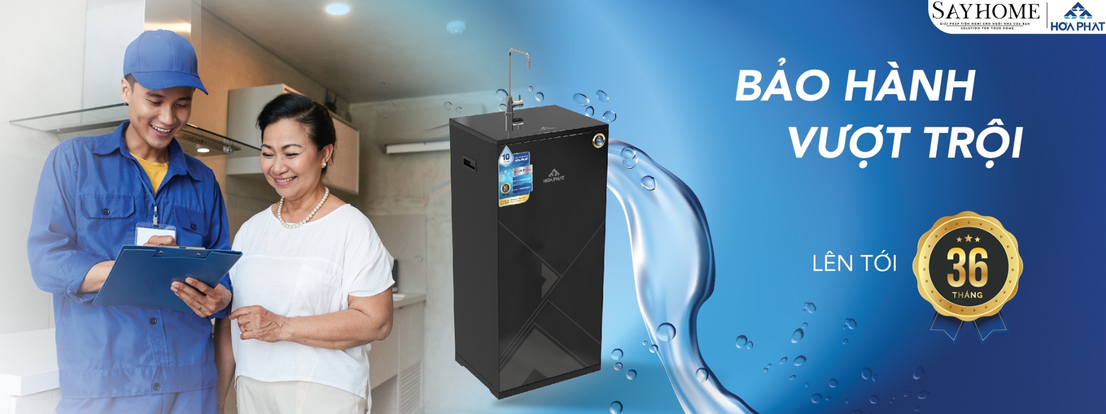 MÁY LỌC NƯỚC TỦ ĐỨNG VỚI 10 LÕI LỌC RO HÒA PHÁT HWR1A1022/HWR1B1022  sayhome