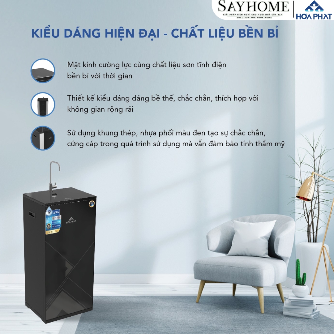 MÁY LỌC NƯỚC TỦ ĐỨNG VỚI 10 LÕI LỌC RO HÒA PHÁT HWR1A1022/HWR1B1022  sayhome