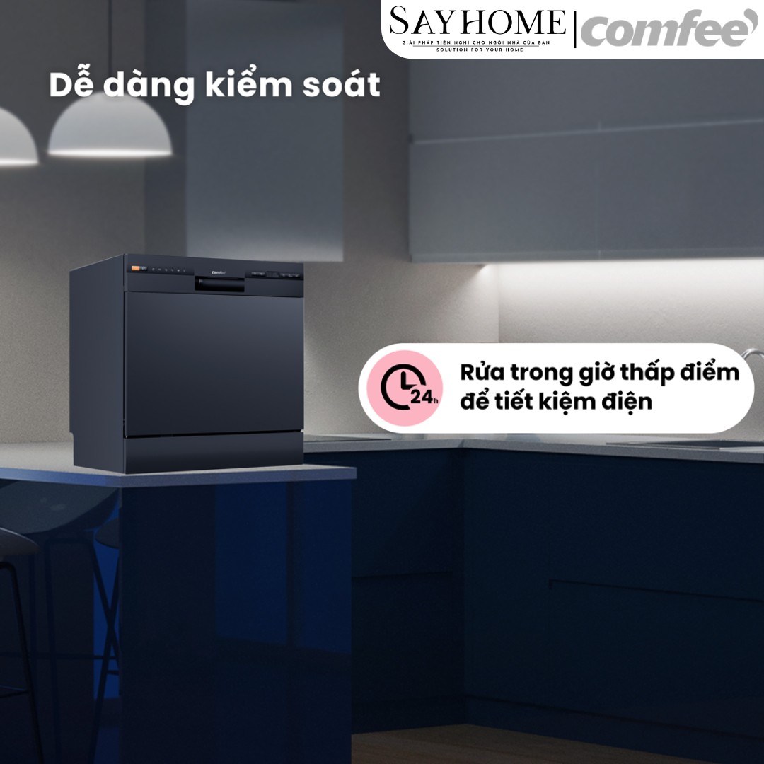 Máy rửa chén COMFEE màu xám đen CDW-8F60RB 10 bộ đồ ăn Châu Âu tại thành phố Hồ Chí Minh
