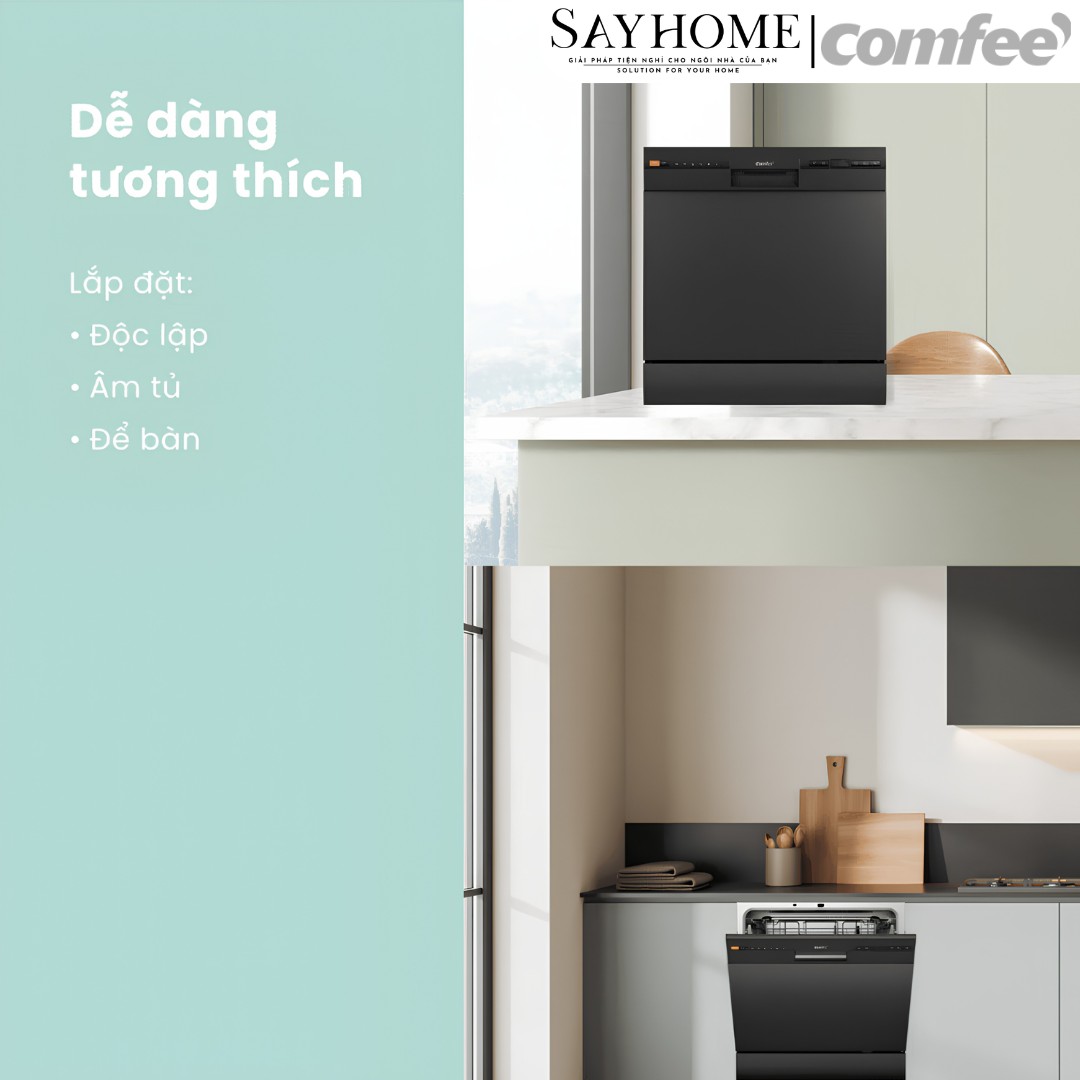 Máy rửa chén COMFEE màu xám đen CDW-8F60RB 10 bộ đồ ăn Châu Âu tại thành phố Hồ Chí Minh