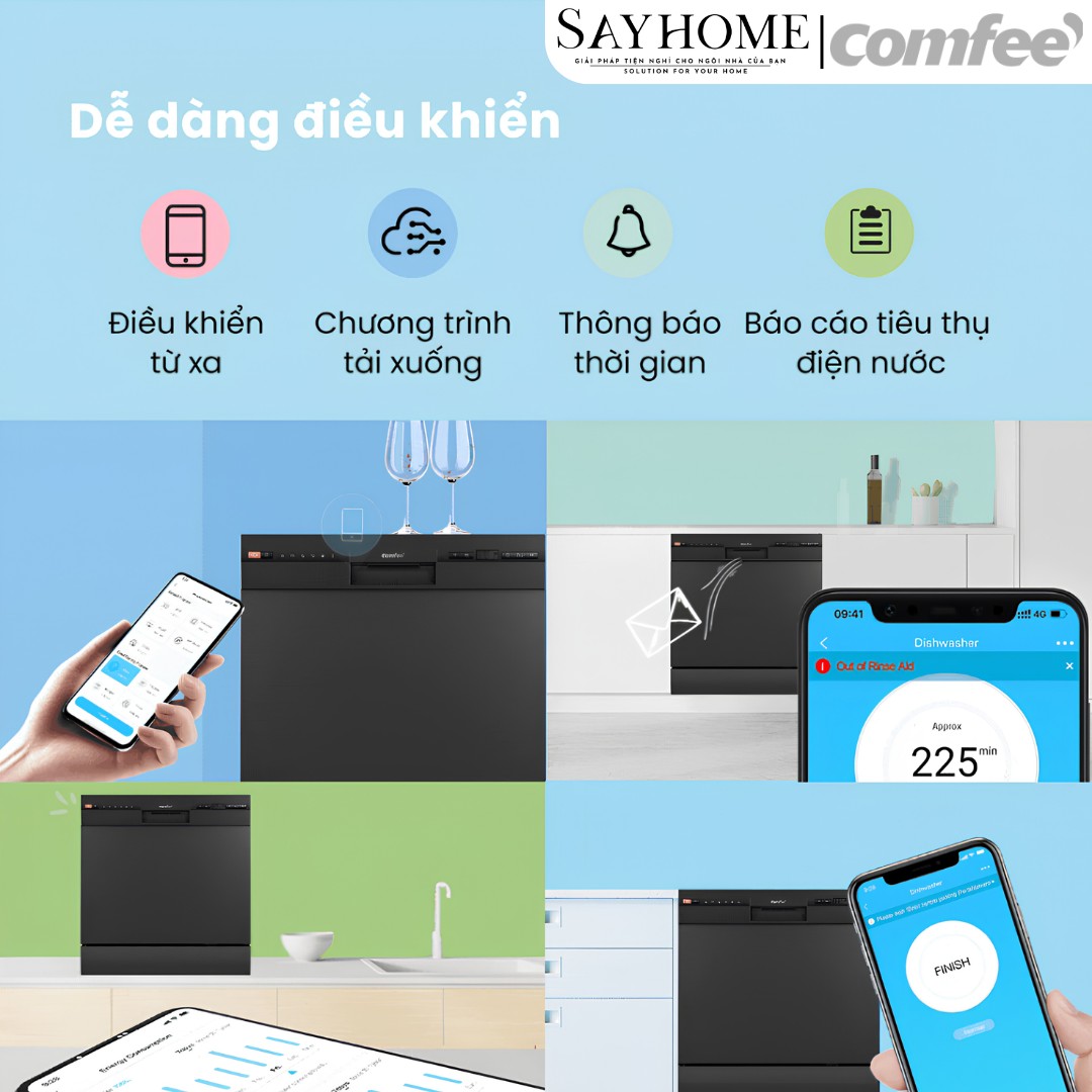 Máy rửa chén COMFEE màu xám đen CDW-8F60RB 10 bộ đồ ăn Châu Âu tại thành phố Hồ Chí Minh