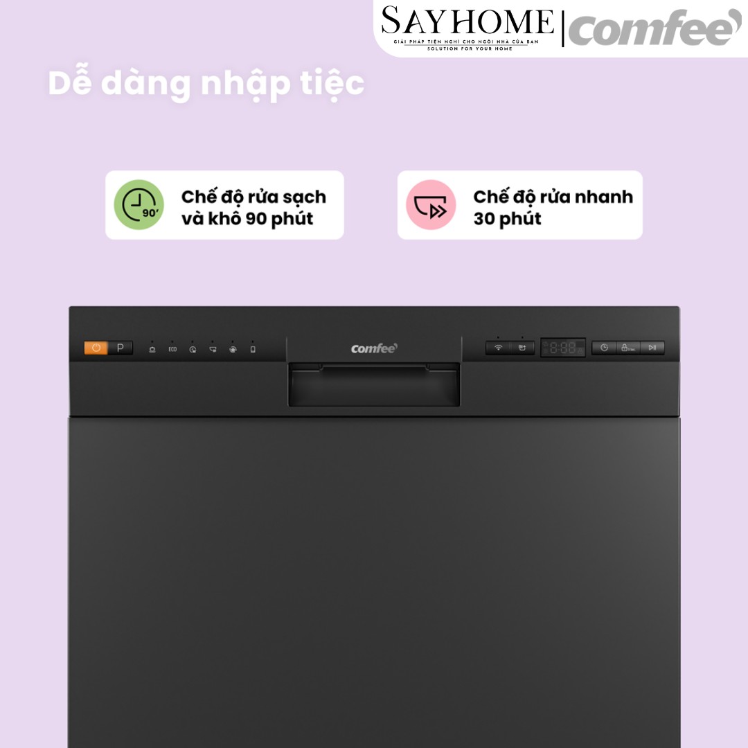 Máy rửa chén COMFEE màu xám đen CDW-8F60RB 10 bộ đồ ăn Châu Âu tại thành phố Hồ Chí Minh