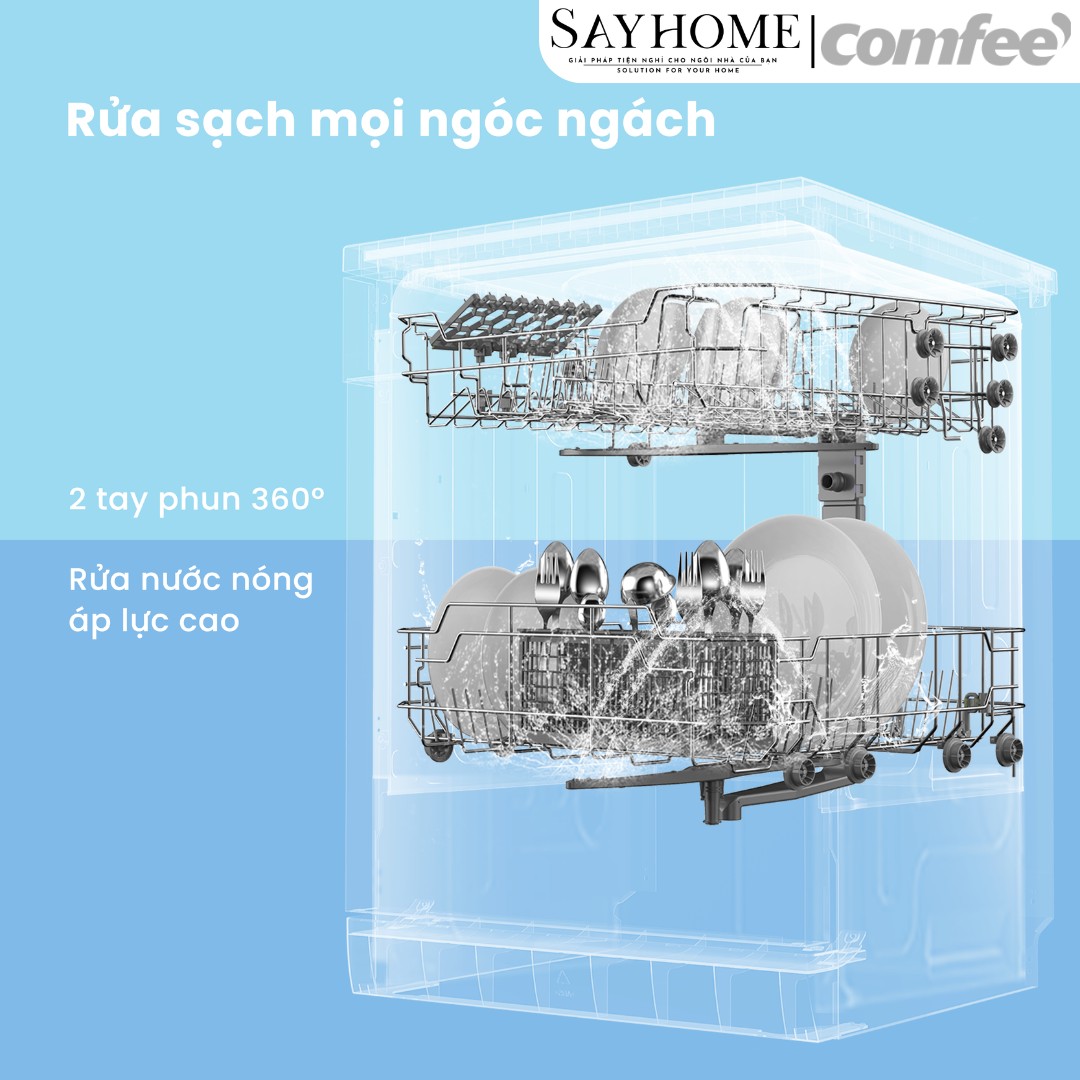 Máy rửa chén COMFEE màu xám đen CDW-10F60TB 12 bộ đồ ăn Châu Âu tại thành phố Hồ Chí Minh