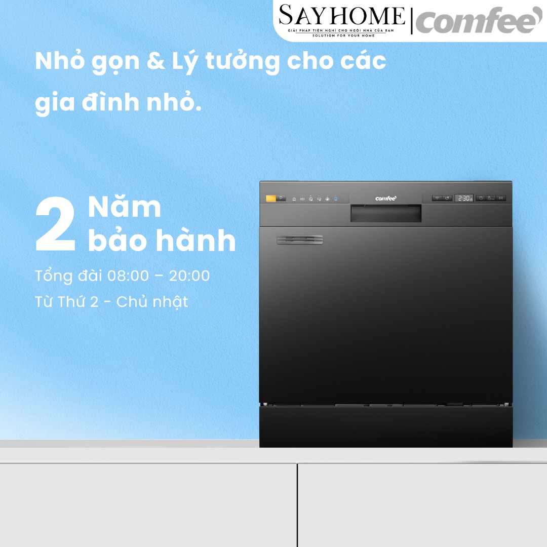 Máy rửa chén COMFEE màu xám đen CDW-10F60TB 12 bộ đồ ăn Châu Âu tại thành phố Hồ Chí Minh