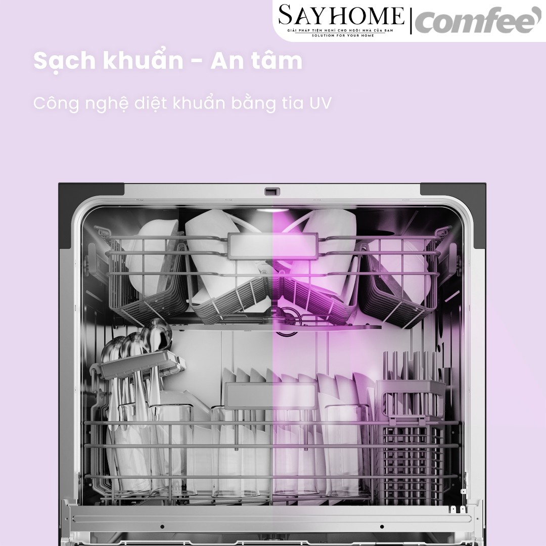 Máy rửa chén COMFEE màu xám đen CDW-10F60TB 12 bộ đồ ăn Châu Âu tại thành phố Hồ Chí Minh