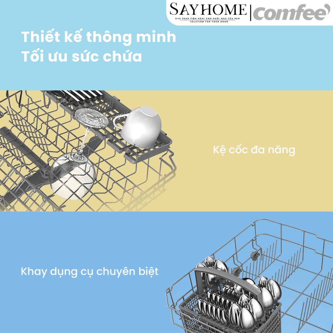 Máy rửa chén COMFEE màu xám đen CDW-10F60TB 12 bộ đồ ăn Châu Âu tại thành phố Hồ Chí Minh