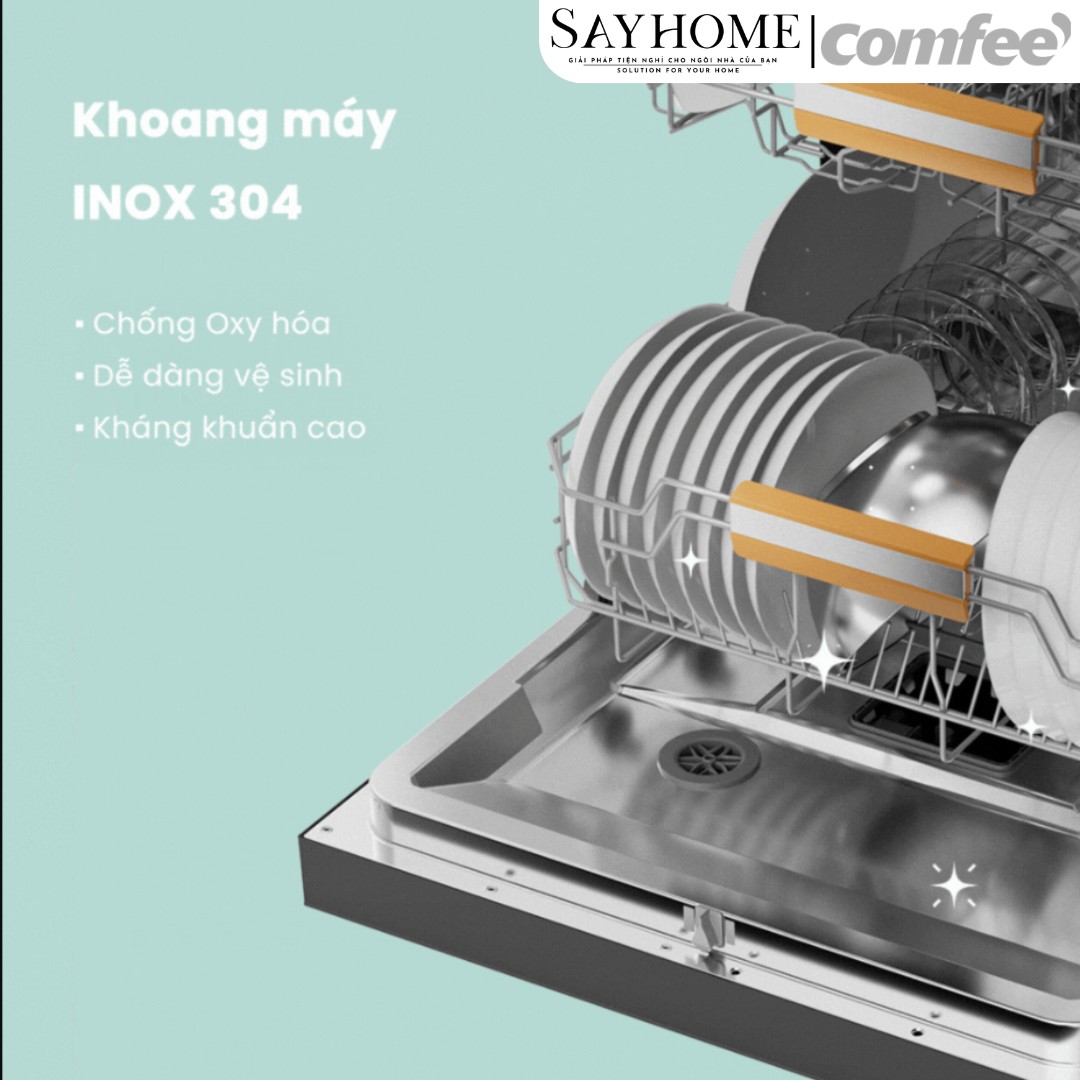 Máy rửa chén COMFEE màu xám đen CDWEF1401HB-W-VN 14 bộ đồ ăn Châu Âu tại thành phố Hồ Chí Minh