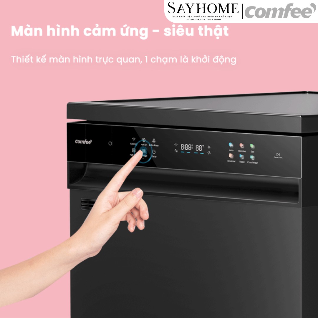 Máy rửa chén COMFEE màu xám đen CDWEF1401HB-W-VN 14 bộ đồ ăn Châu Âu tại thành phố Hồ Chí Minh