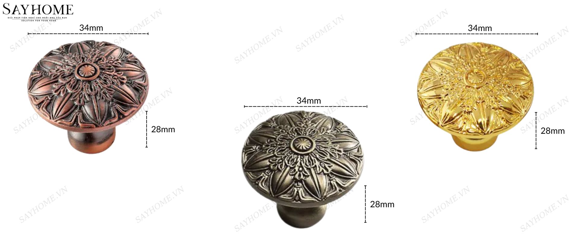 Núm tủ tân cổ điển vintage màu đồng, vàng đồng và vàng gold SH8209 tại thành phố Hồ Chí Minh