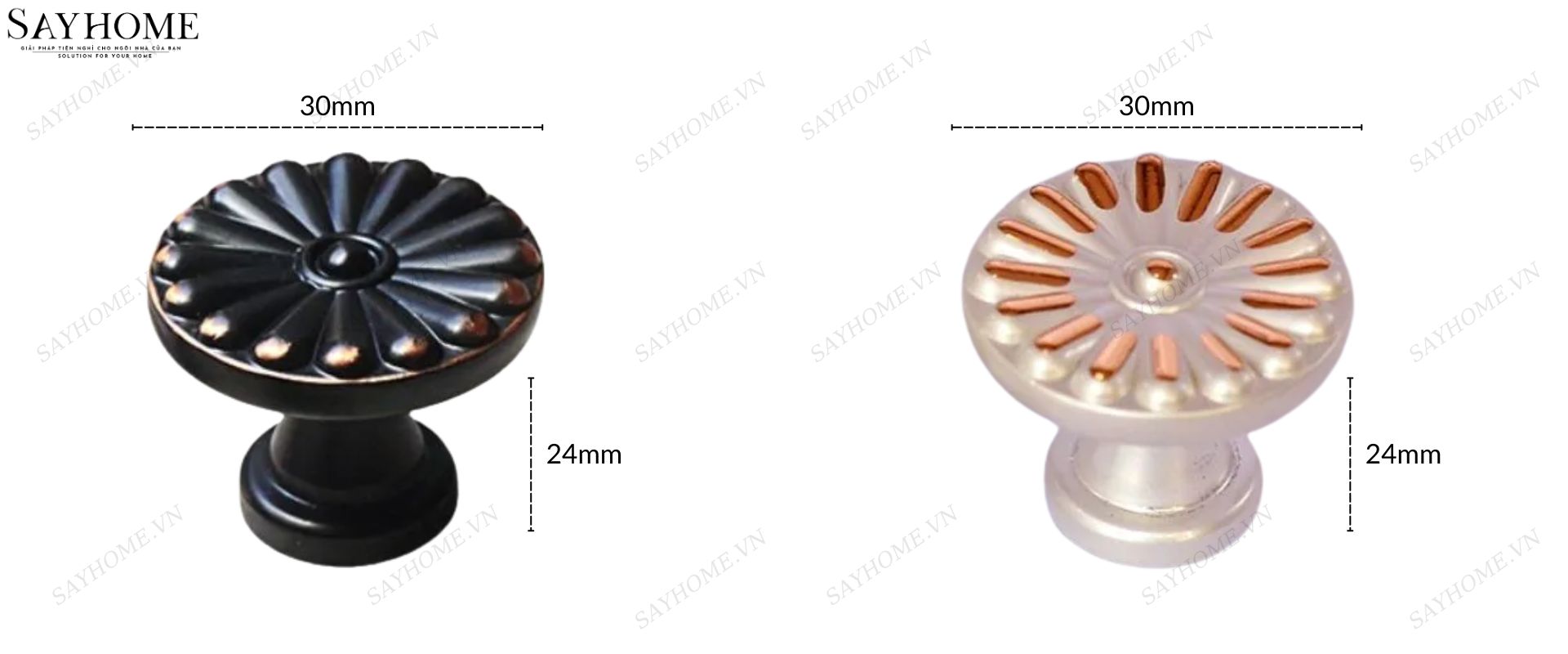Núm tủ tân cổ điển màu đen, trắng dát vàng SH8210 tại thành phố Hồ Chí Minh