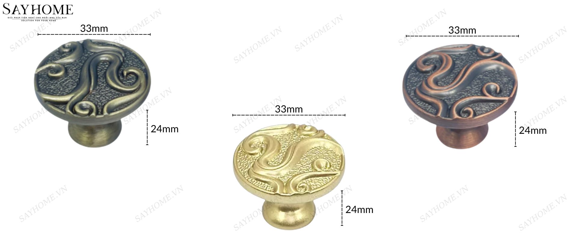 Núm tủ tân cổ điển vintage màu vàng gold, đồng SH8842 tại thành phố Hồ Chí Minh
