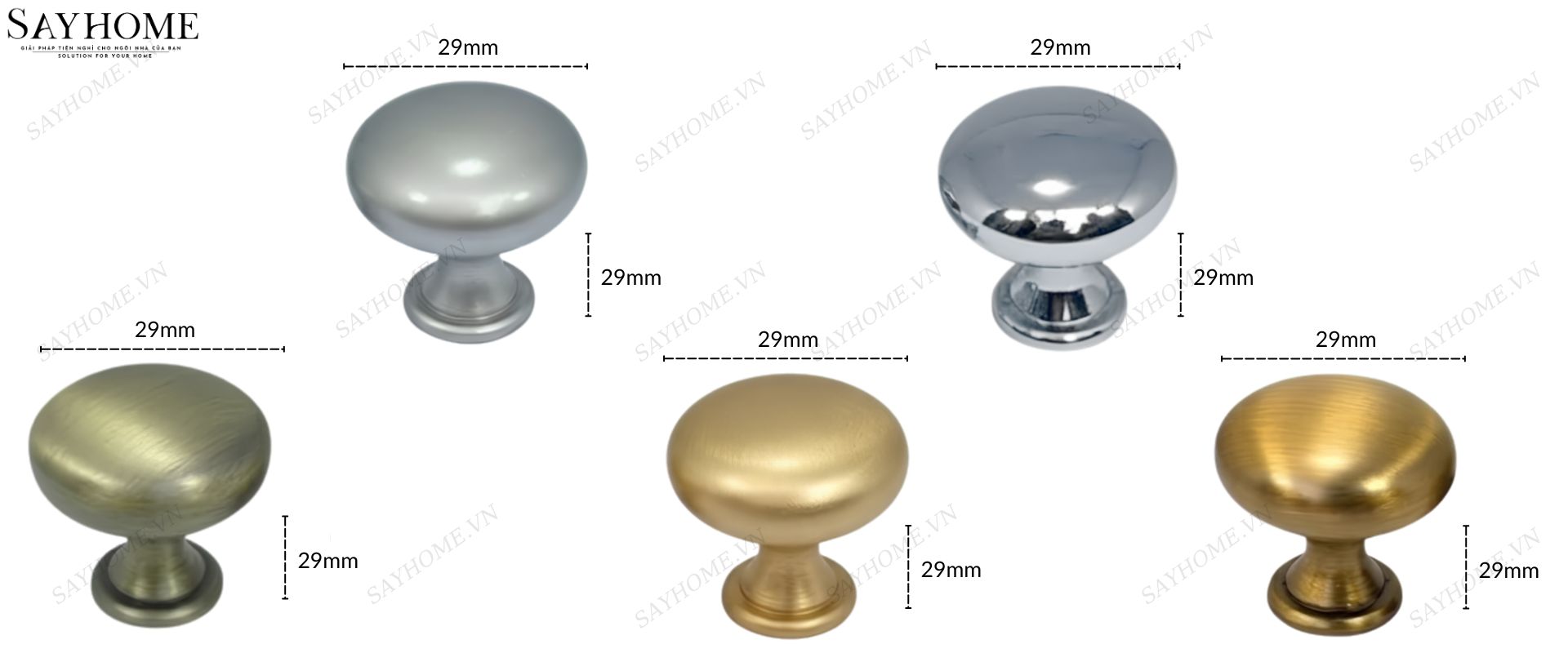 Núm tủ hiện đại màu đồng, vàng đồng, bạc, inox bóng và vàng mờ SH8905 tại thành phố Hồ Chí Minh