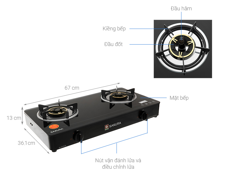 Bếp gas đôi SAKURA SA-2375GB tại thành phố Hồ Chí Minh