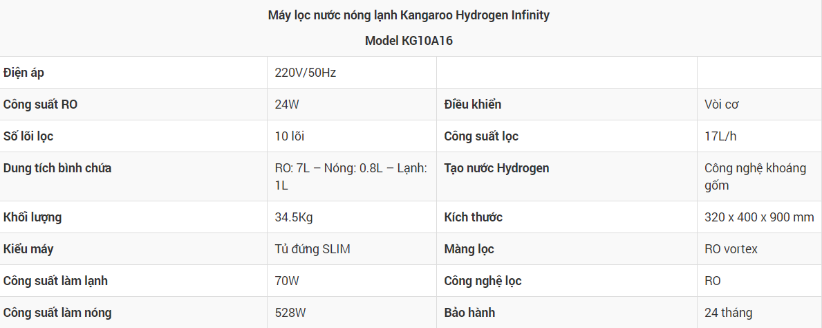 Máy lọc nước Hydrogen Kangaroo KG10A16 tại thành phố Hồ Chí Minh