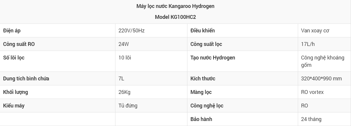 Máy lọc nước Kangaroo Hydrogen KG100HC2 tại thành phố Hồ Chí Minh