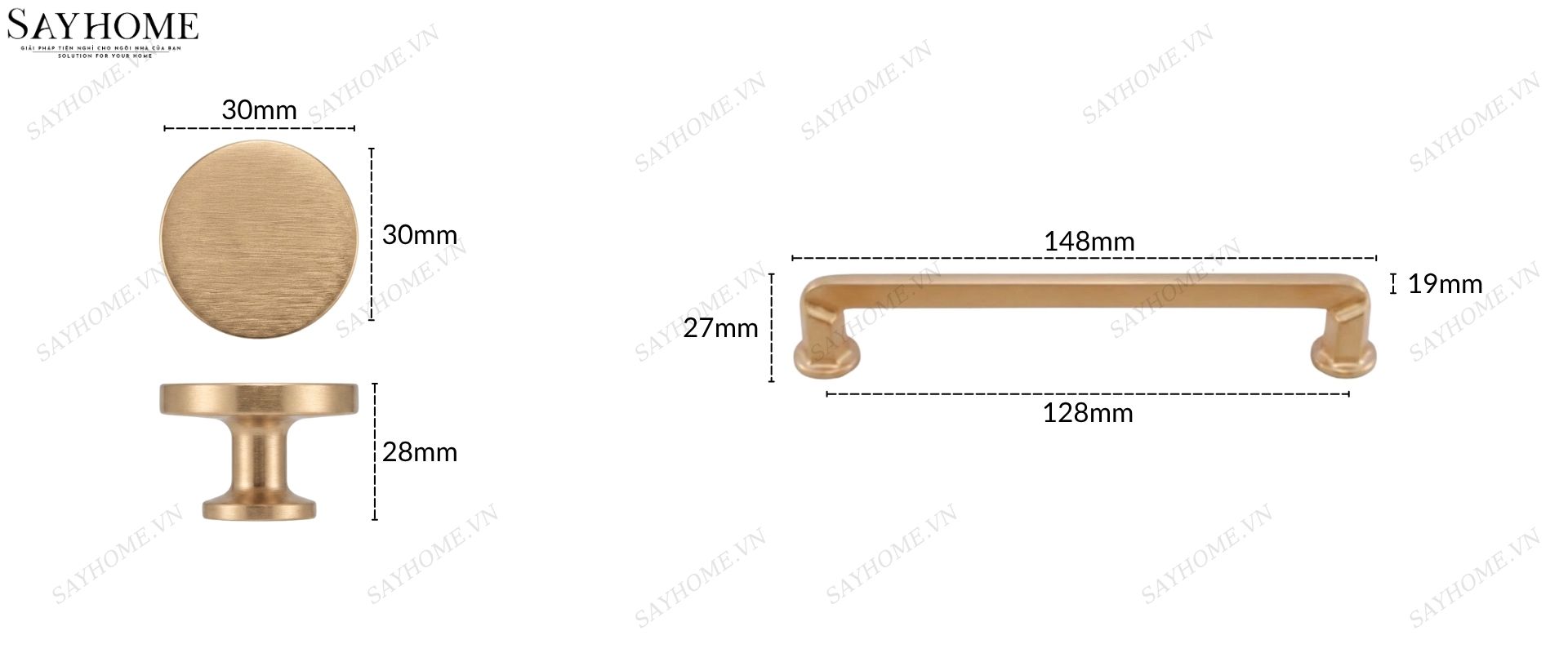 Tay nắm tủ hiện đại màu vàng gold SH55V08 tại thành phố Hồ Chí Minh