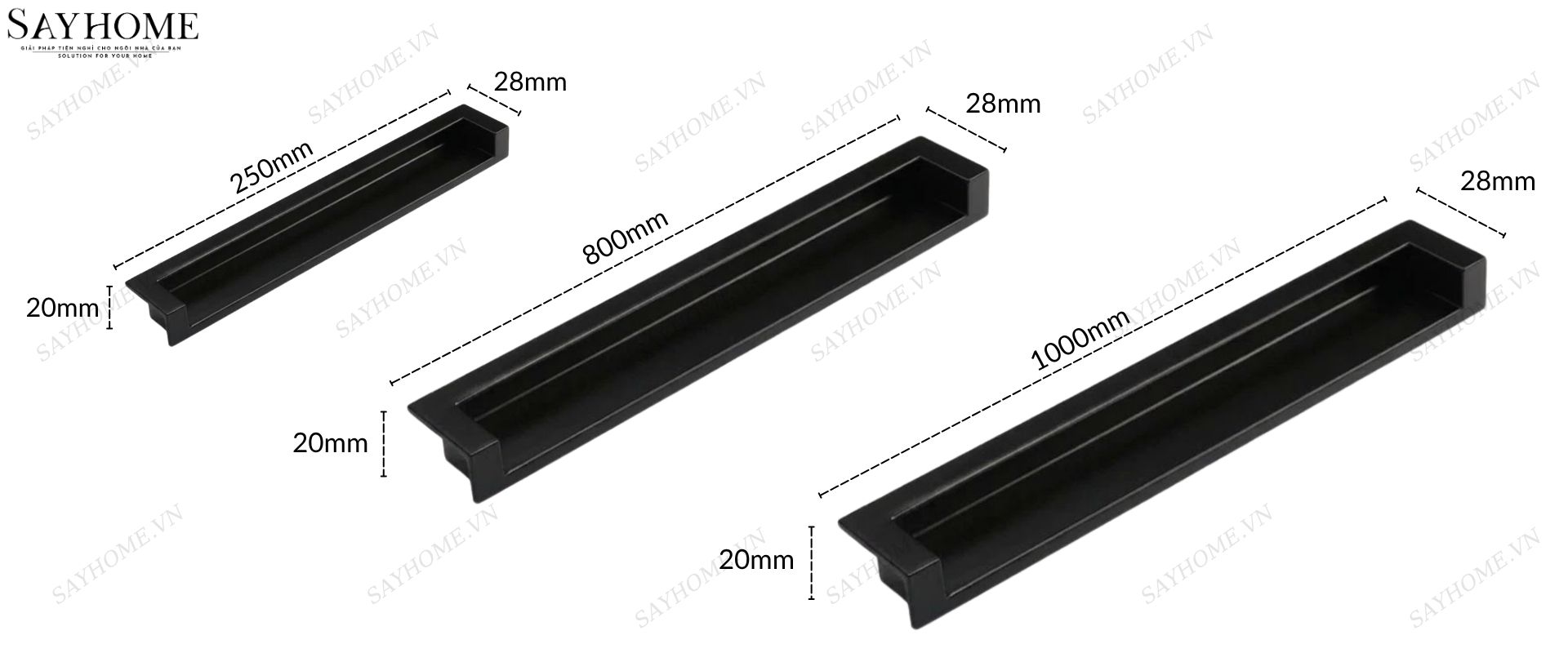 Tay nắm âm tủ hiện đại màu đen SH5529 tại thành phố Hồ Chí Minh