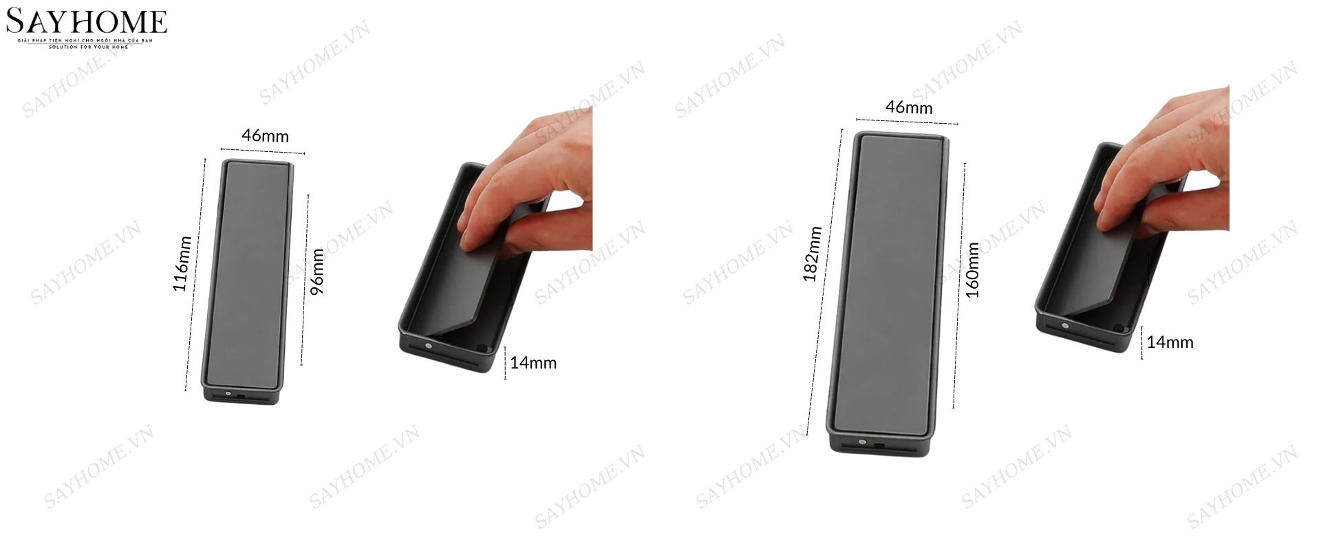 Tay nắm âm tủ hiện đại màu xám đen SH5X57D1 tại thành phố Hồ Chí Minh