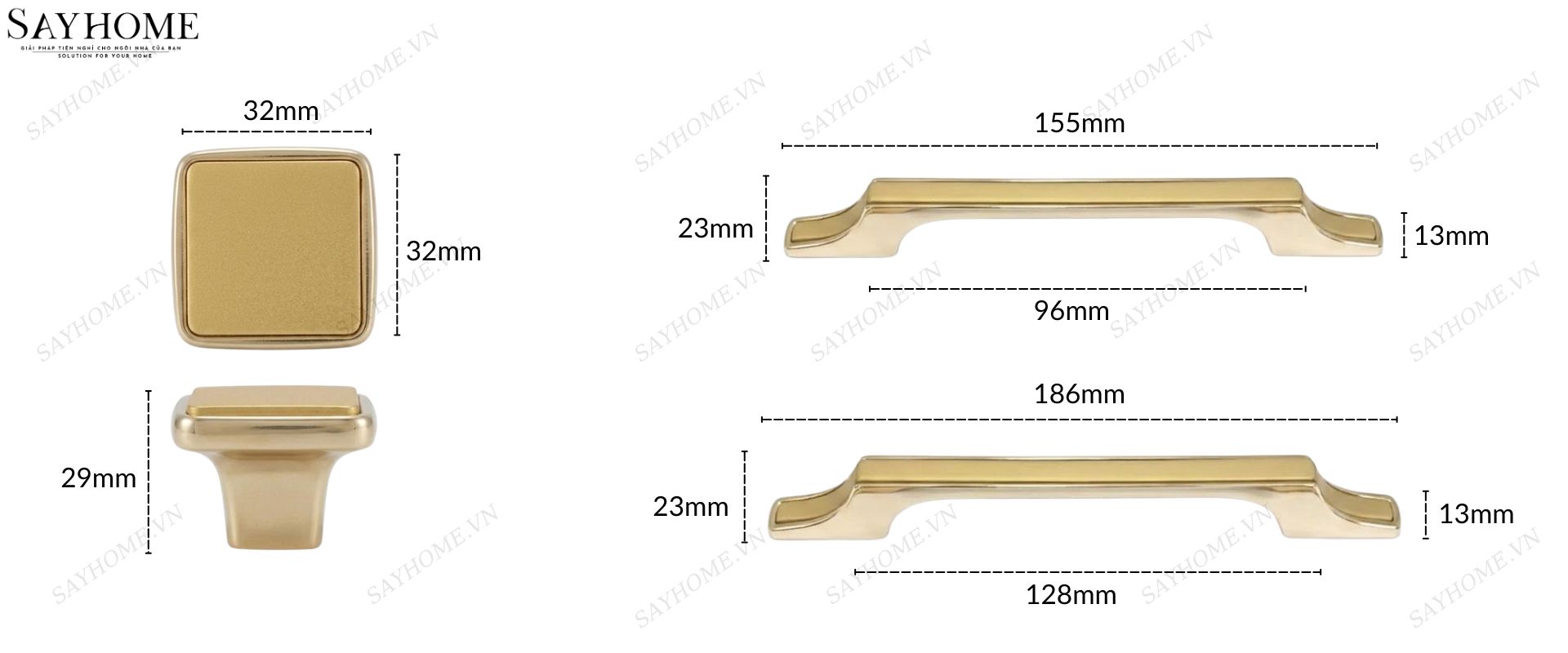Tay nắm tủ hiện đại màu vàng gold SH56V32 tại thành phố Hồ Chí Minh