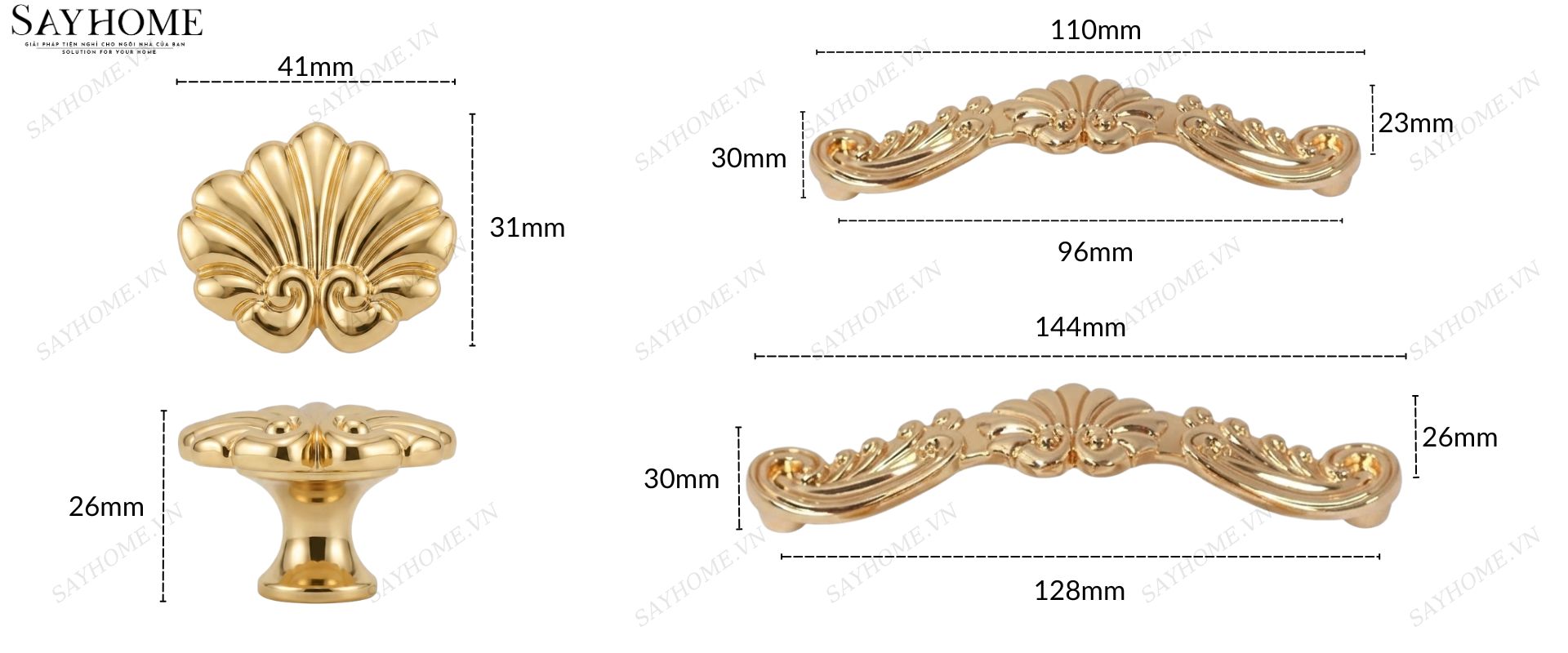 Tay nắm tủ tân cổ điển màu vàng gold SH8835 tại thành phố Hồ Chí Minh