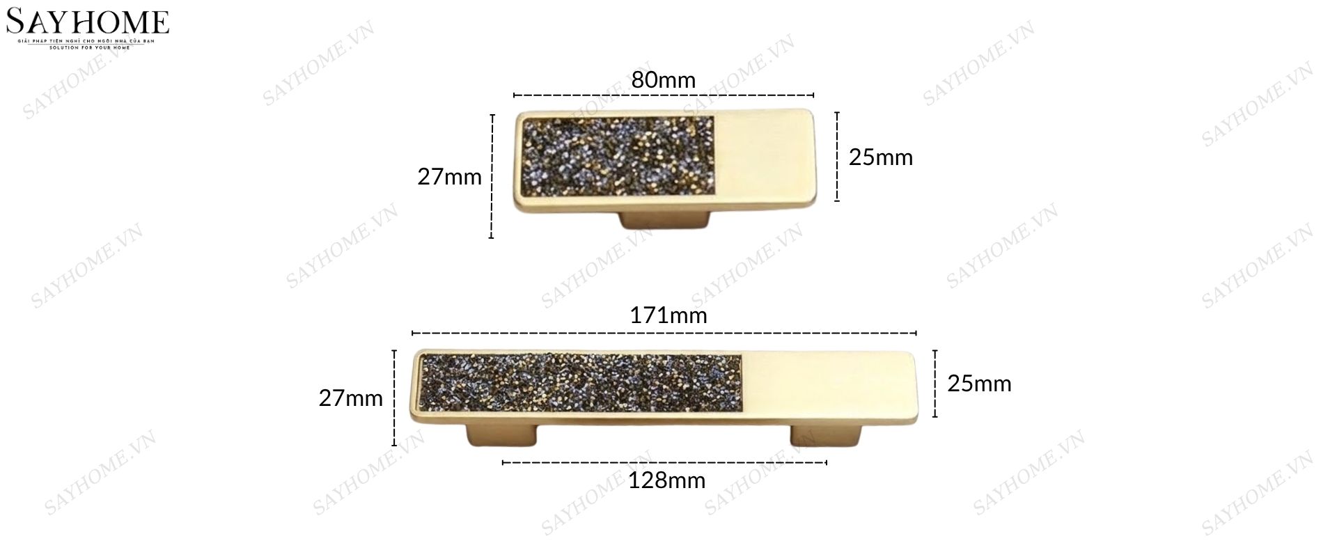 Tay nắm tủ hiện đại màu vàng gold khảm đá SH8971 tại thành phố Hồ Chí Minh