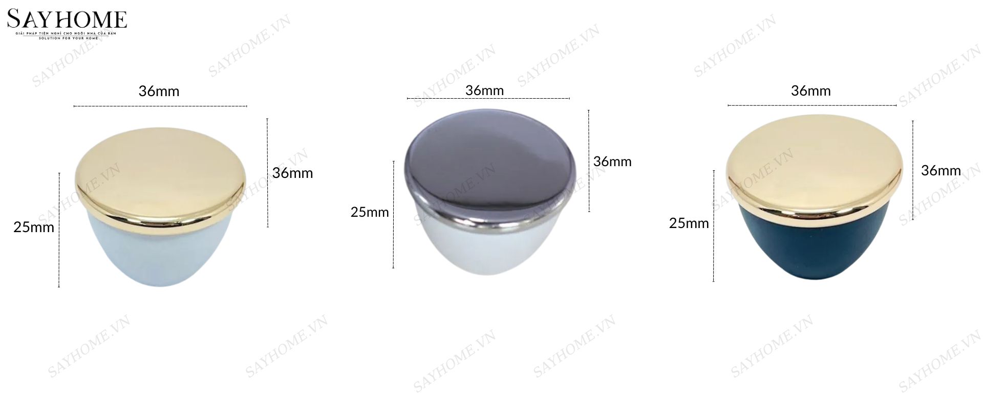 Núm tủ hiện đại màu xanh đen và vàng bóng, trắng và vàng bóng, trắng kết hợp crom bóng SH8976 tại thành phố Hồ Chí Minh