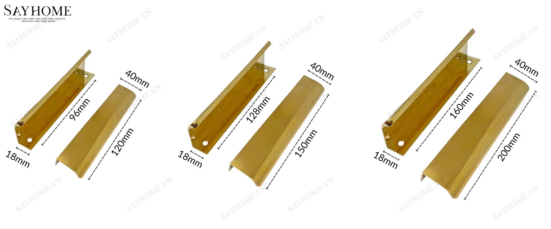 Tay nắm tủ áo thanh dài hiện đại màu vàng gold SH160 tại thành phố Hồ Chí Minh
