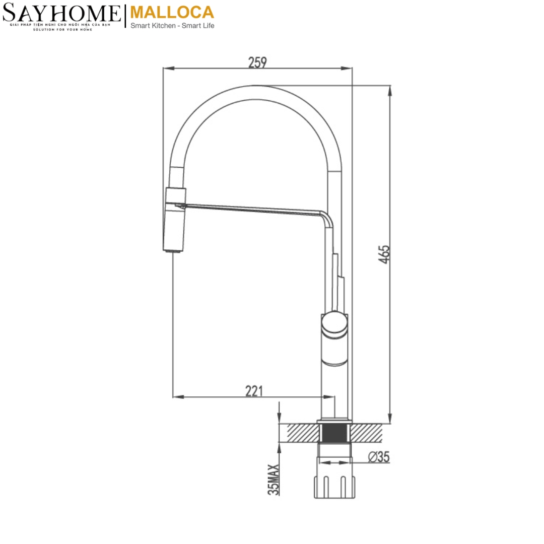 Vòi rửa chén mạ Chrome Malloca K081C tại thành phố Hồ Chí Minh