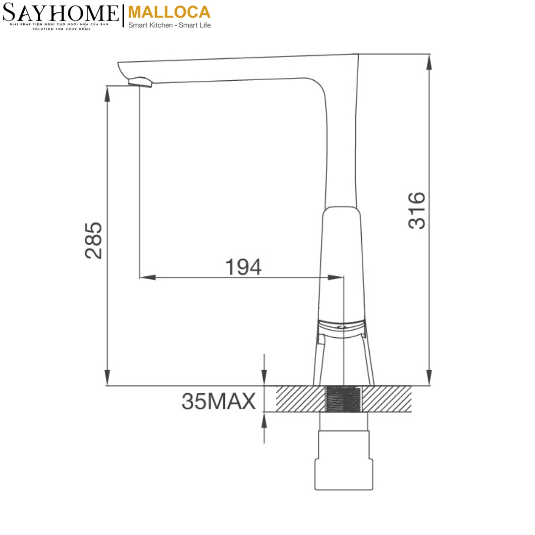 Vòi rửa chén mạ Chrome Ma llocaK292C tại thành phố Hồ Chí Minh