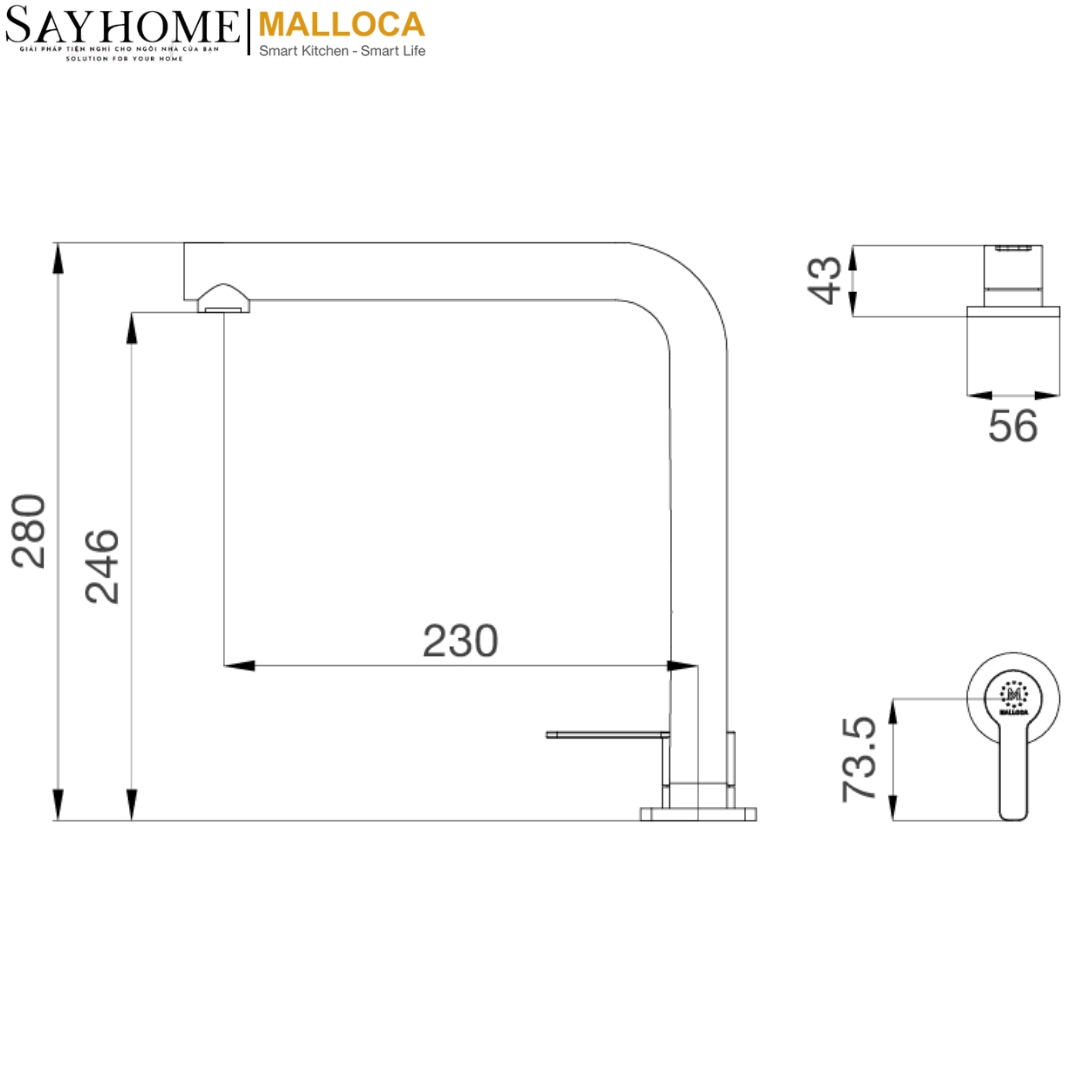 Bộ vòi rửa chén hai nguồn nóng lạnh Malloca K501B tại thành phố Hồ Chí Minh