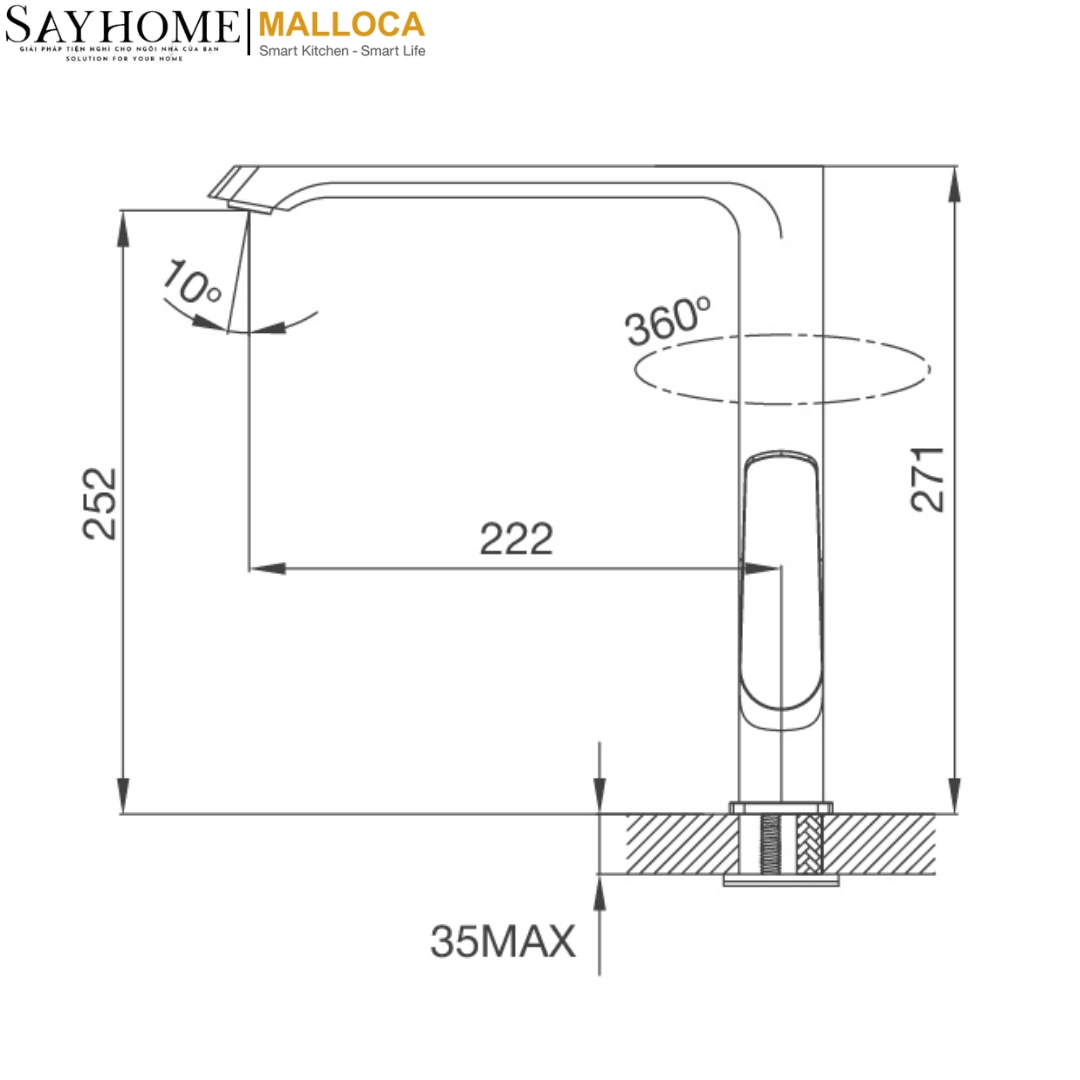 Vòi rửa chén mạ Chrome Malloca K82C tại thành phố Hồ Chí Minh