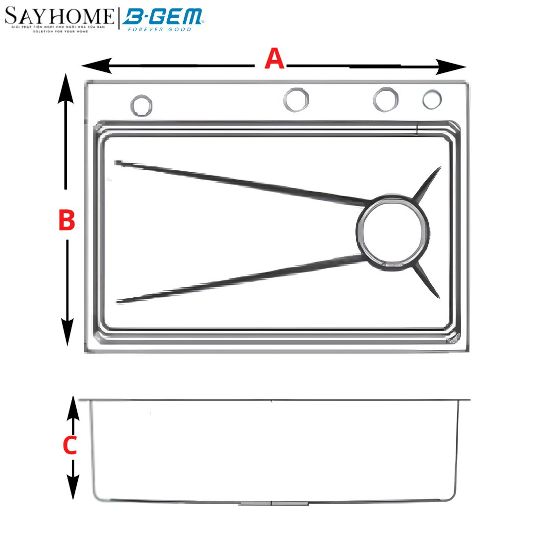 Bộ chậu rửa chén bát 1 hố inox 304 B-GEM BG - 7546LV, BG - 7846LV 75/78cm tại thành phố Hồ Chí Minh