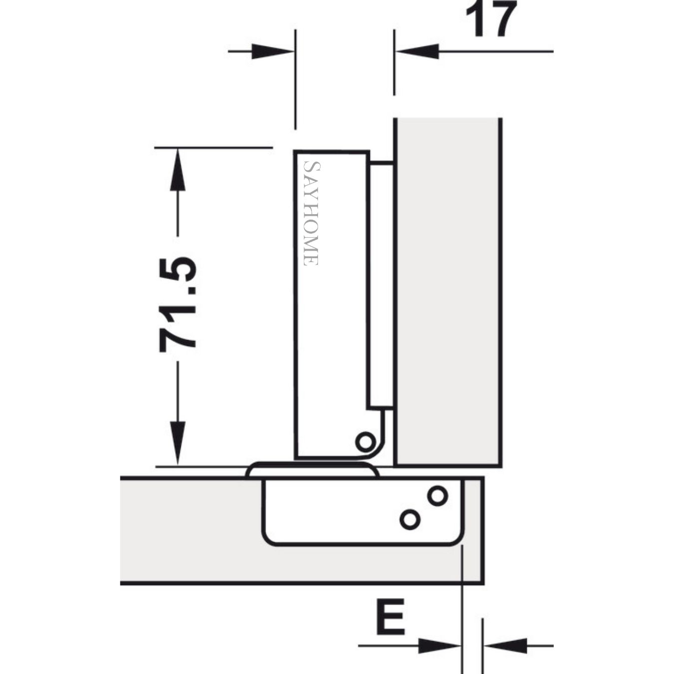 Bản lề thẳng Metalla SM 95º Mini Hafele 311.04.440 - Hàng chính hãng HAFELE
