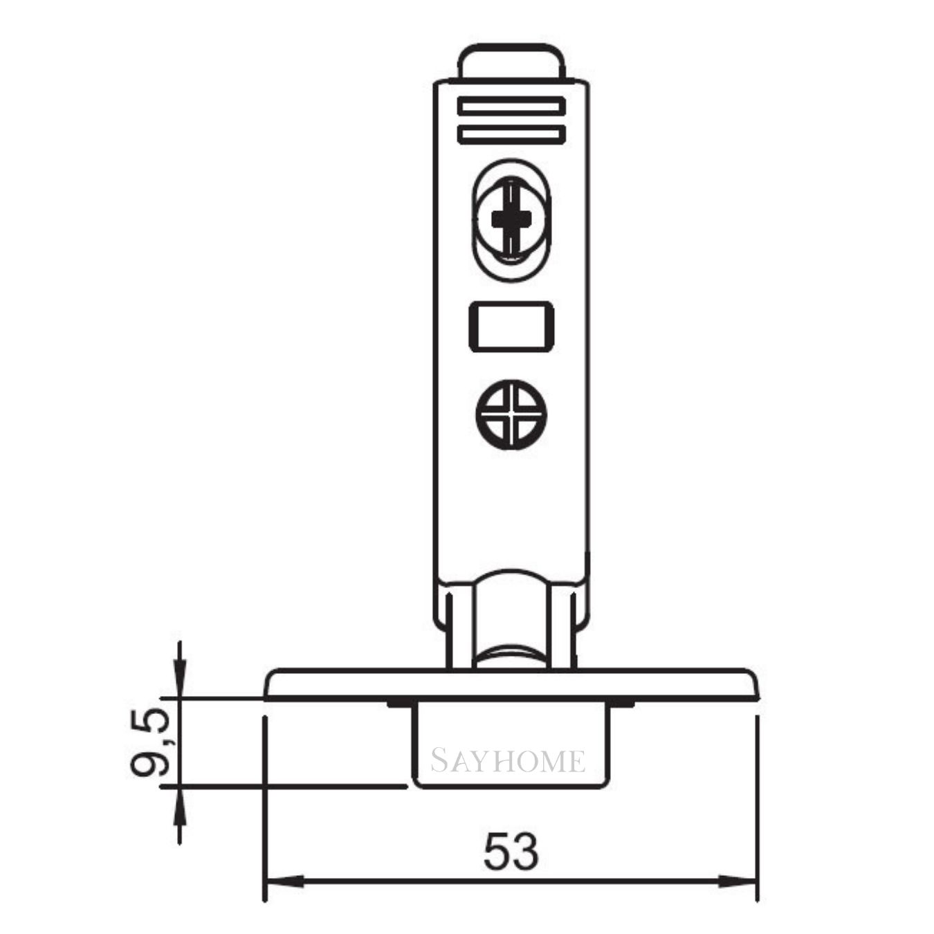 Bản lề thẳng Metalla SM 95º Mini Hafele 311.04.440 - Hàng chính hãng HAFELE