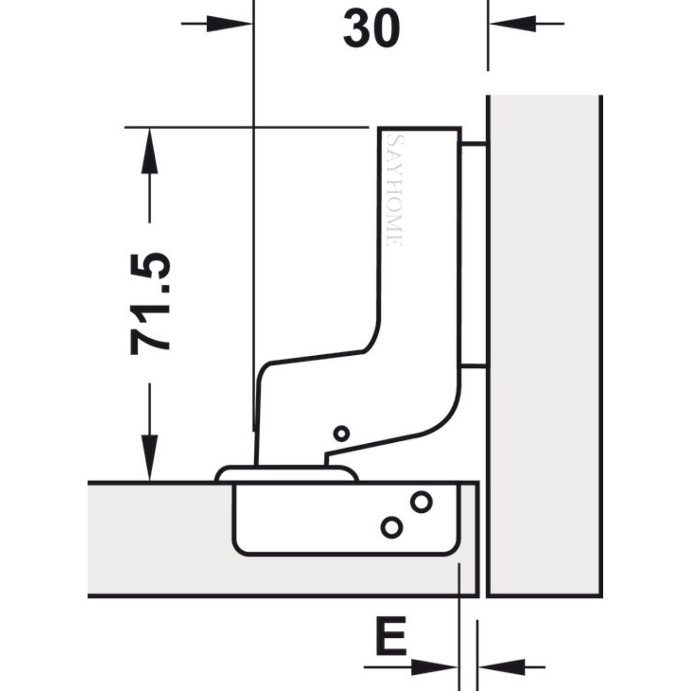 Bản lề lọt lòng Metalla SM 95º Mini Hafele 311.04.442 - Hàng chính hãng HAFELE