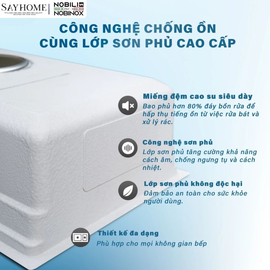 Chậu rửa chén bát 1 hố NOBINOX ARVO B370 70cm tại thành phố Hồ Chí Minh