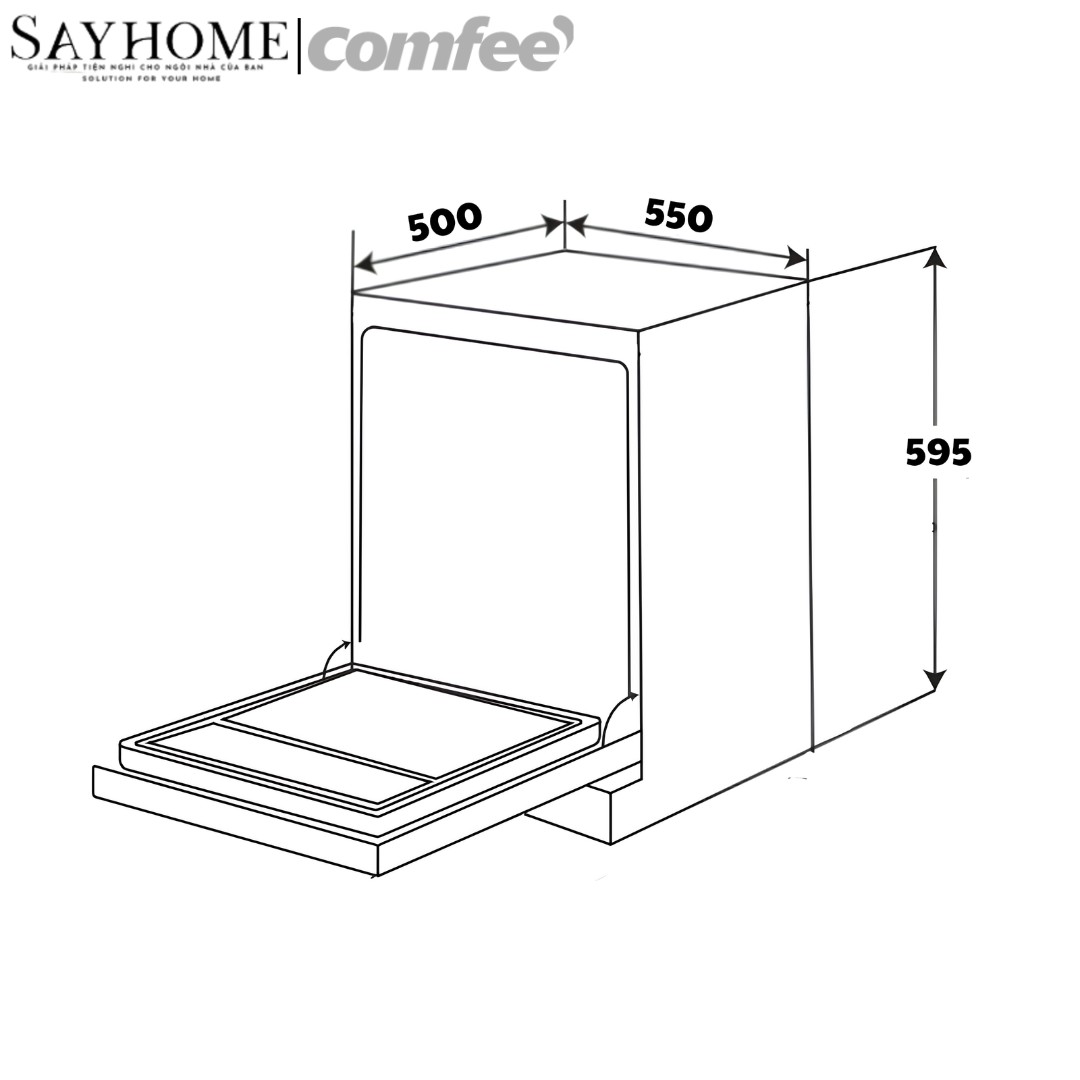 Máy rửa chén COMFEE màu xám đen CDW-10F60TB 12 bộ đồ ăn Châu Âu tại thành phố Hồ Chí Minh