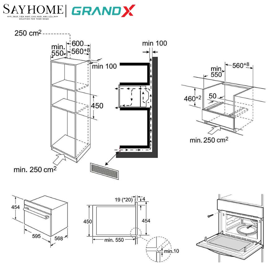Lò nướng tích hợp lò vi sóng, lò hấp và nối chiên không dầu GrandX GX50MOS7 tại thành phố Hồ Chí Minh