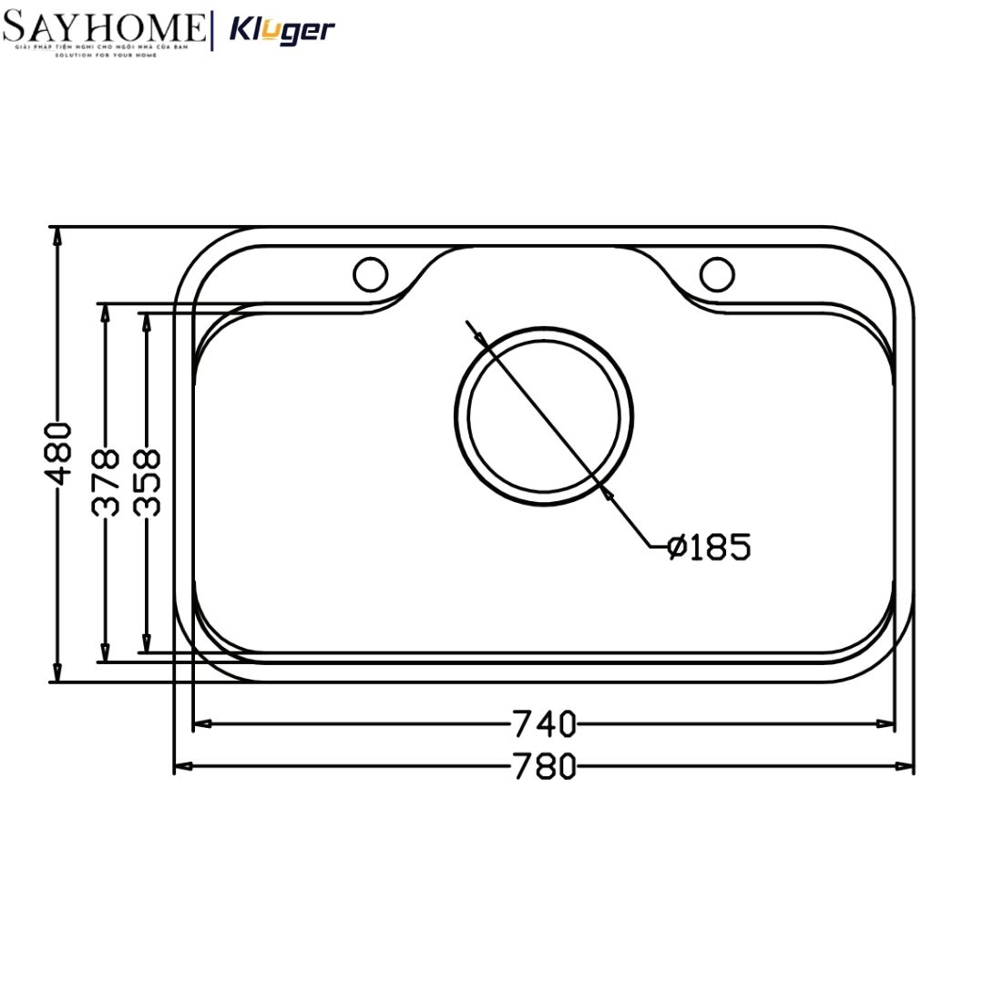 Chậu rửa chén bát 1 hố Nhật Kluger KT7848FS Basic/Plus - Hàng chính hãng