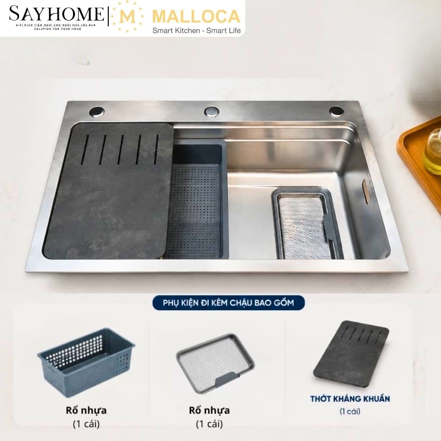 Chậu rửa chén bát 1 hố inox 304 MALLOCA SILVER MS7750SI tại thành phố Hồ Chí Minh