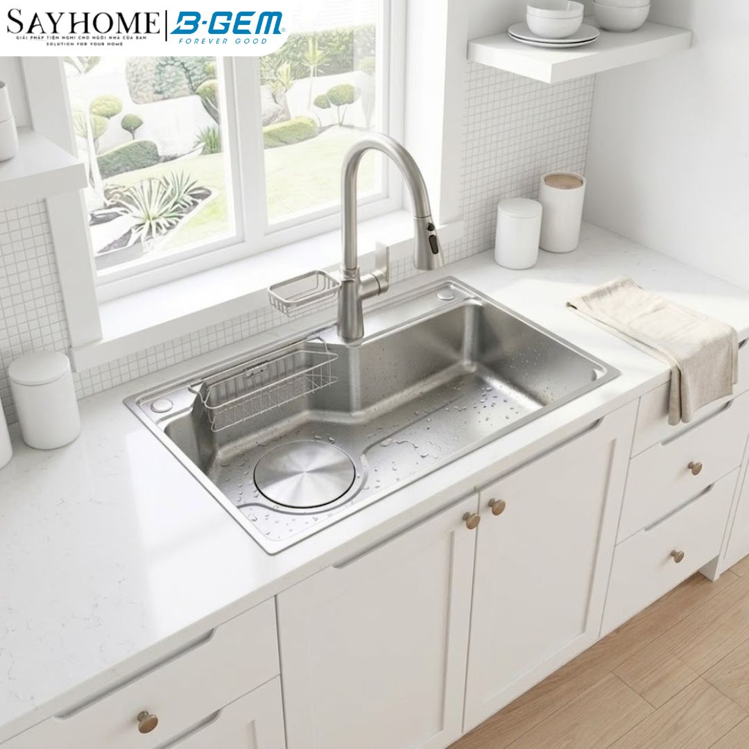 Chậu rửa chén bát 1 hố inox 304 B-GEM BG - 7846WH 78cm tại thành phố Hồ Chí Minh