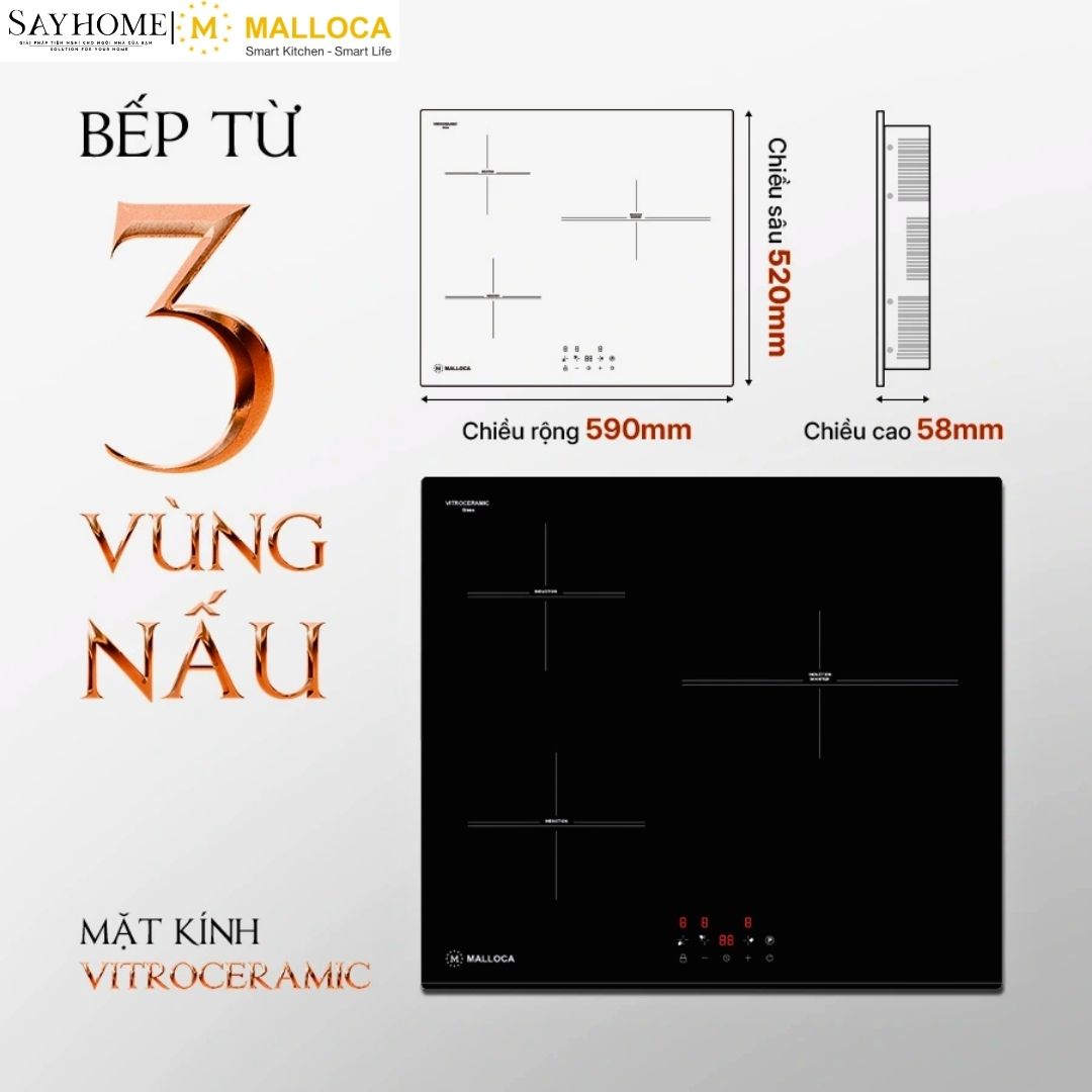 Bếp từ Malloca MH-5903 IN 3 vùng nấu tại Thành phố Hồ Chí Minh
