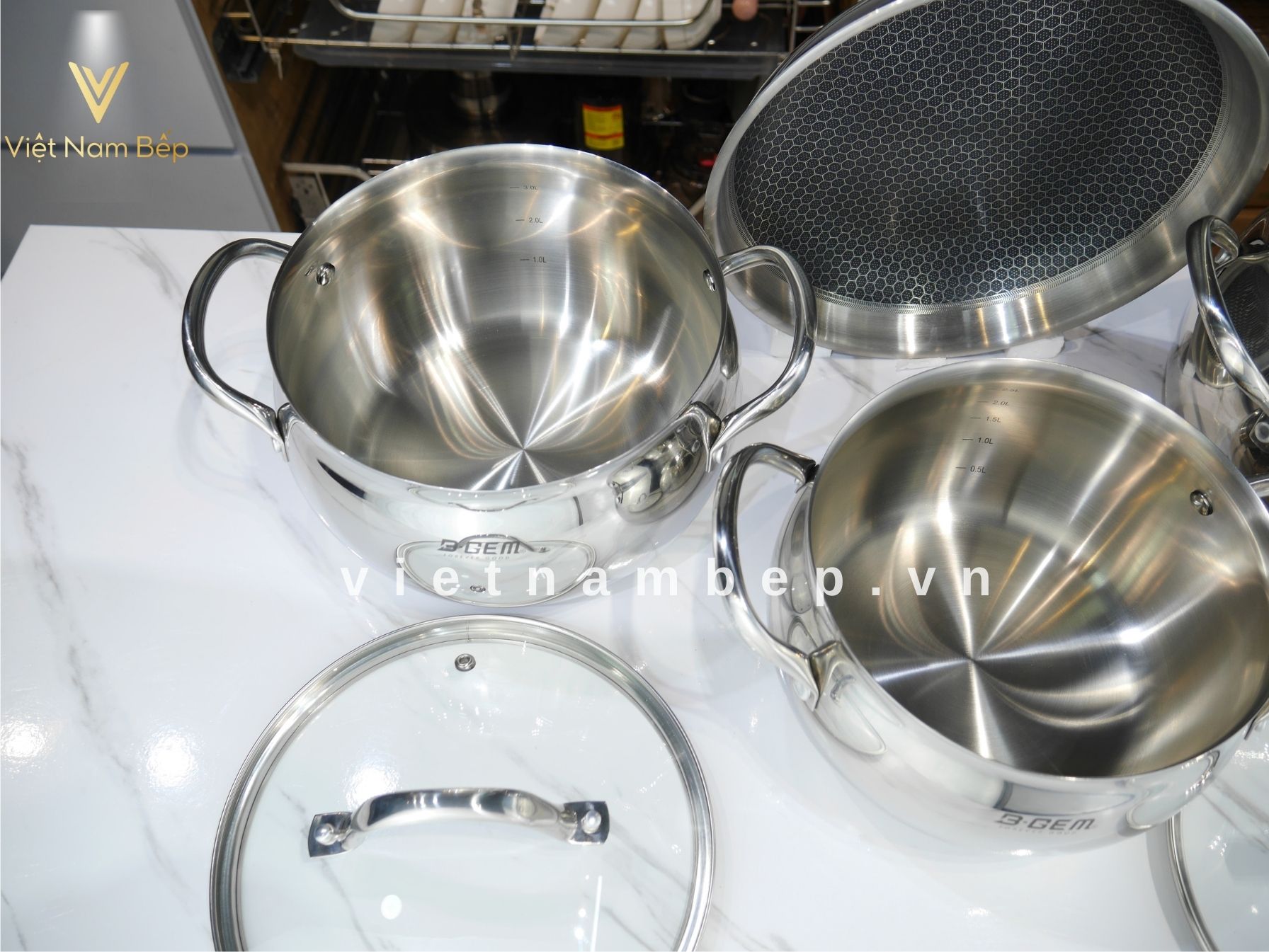 Bộ nồi B-Gem Belly BG-988 ARIC Inox304 cao cấp kèm chảo chống dính kim cương tại thành phố Hồ Chí Minh