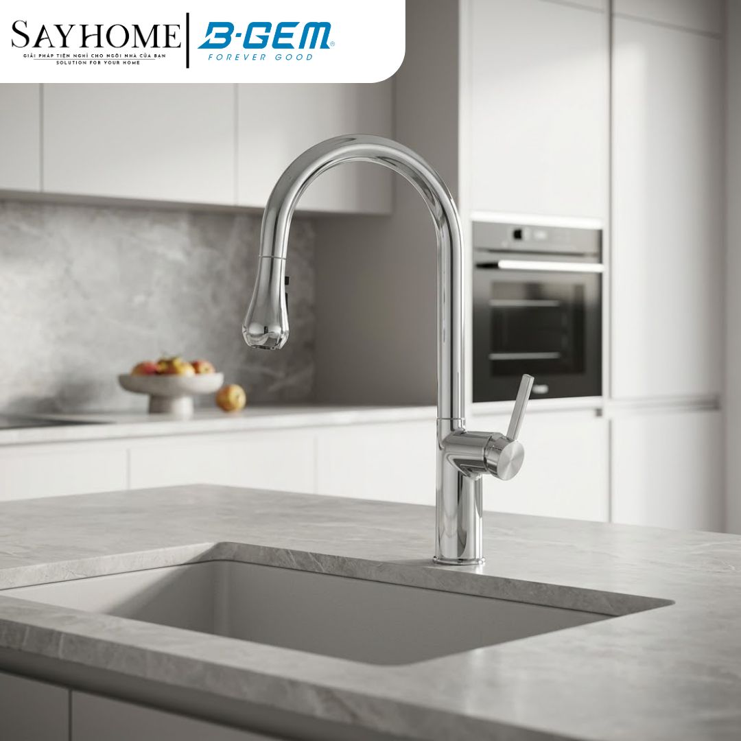 Vòi rửa chén bát B-GEM BG-Z007A nóng lạnh dây rút cao cấp tại Thành phố Hồ Chí Minh