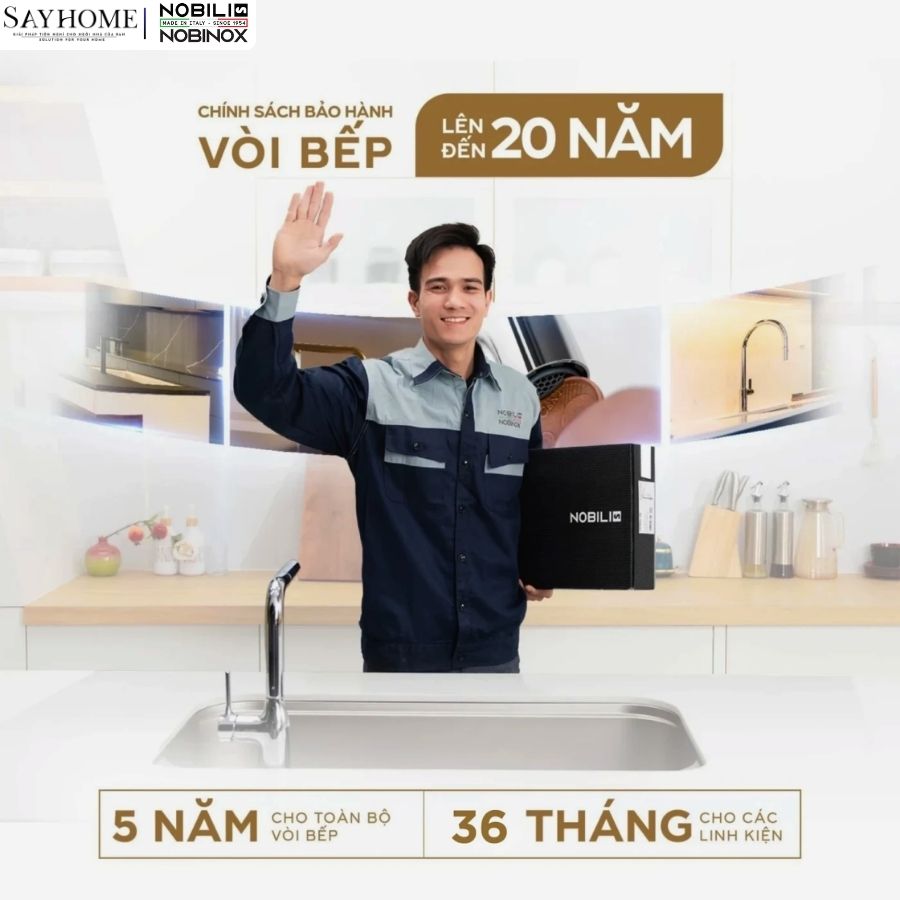 Vòi rửa chén inox NOBINOX BIANCO NX601 dây rút nóng lạnh tại thành phố Hồ Chí Minh